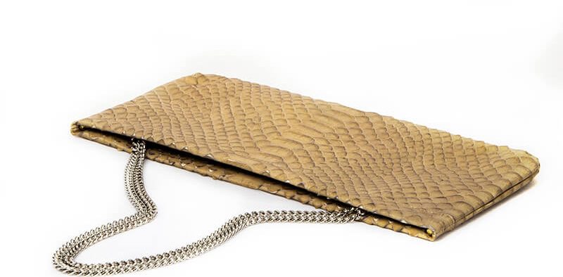 Statement Clutch in Snake Embossed Leather - Tan – Shop Degroot